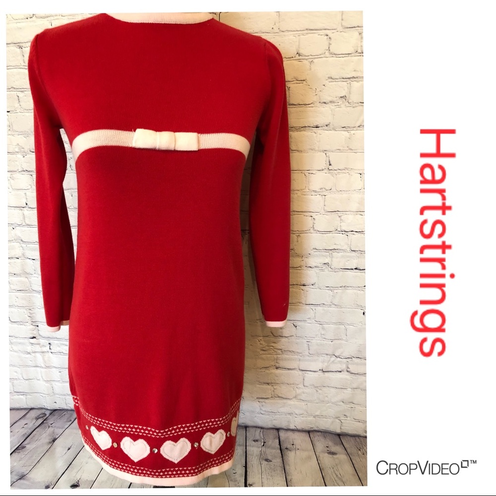 DONATE 1/28 ‼️Heartstrings red sweater dress,14/16 - Picture 1 of 7